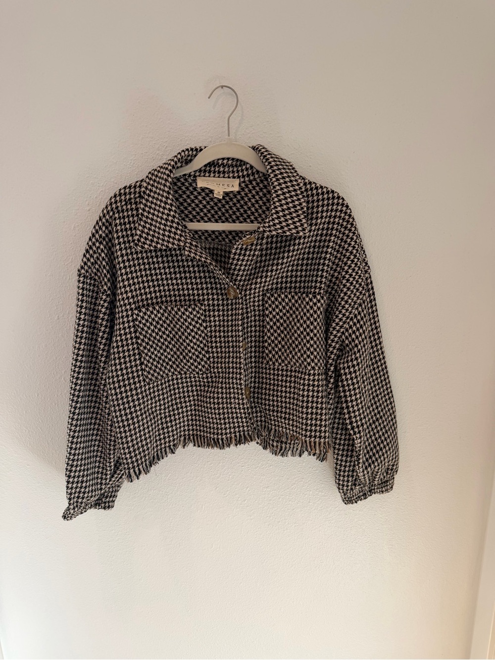 Promesa Black and White Houndstooth Cropped Jacket